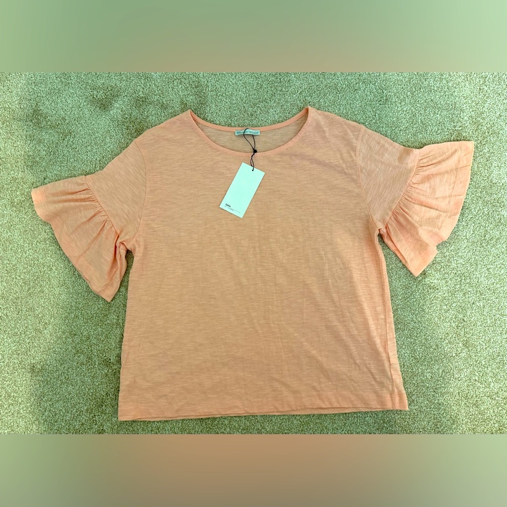 Zara Basic Ruffle Sleeve Tee